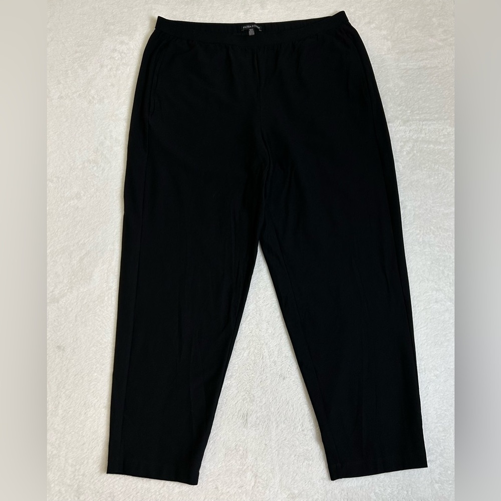 Eileen Fisher Women's Pants Medium Elastic Waist Stretch Straight Crepe Viscose